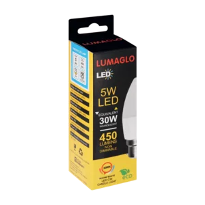 Lumaglo Warm White C35/B22 LED Candle Globe 5W