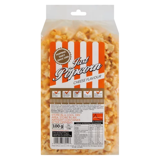 Just Popcorn Cheese Flavoured Popcorn 100g Just Popcorn Cheese Flavoured Popcorn 100g