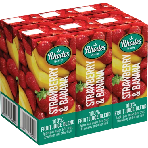 Rhodes 100% Strawberry & Banana Fruit Juice Blend Cartons 6x200ml