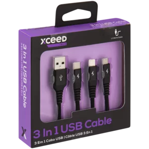 Xceed Talk Black 3-In-1 USB Cable 1.2m Xceed Talk Black 3-In-1 USB Cable 1.2m