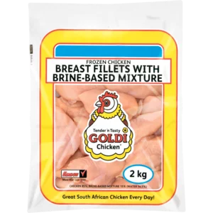 Goldi Chicken Frozen Chicken Breast Fillets With Brine-Based Mixture 2kg Goldi Chicken Frozen Chicken Breast Fillets With Brine-Based Mixture 2kg