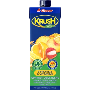 Clover Krush 100% 6 Fruits & 6 Vitamins Fruit Juice Blend With Cells 1L Clover Krush 100% 6 Fruits & 6 Vitamins Fruit Juice Blend With Cells 1L