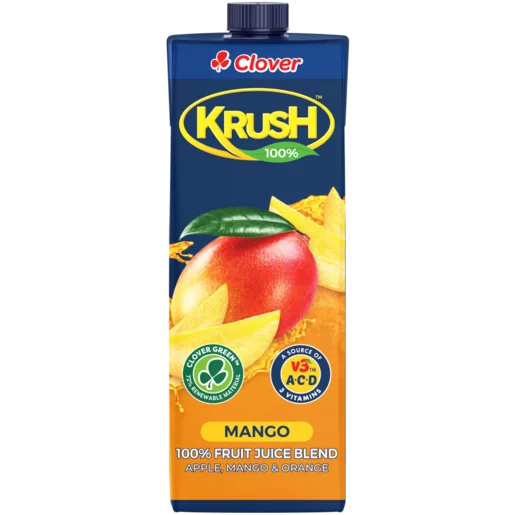 Clover Krush 100% Mango Fruit Juice Blend Carton 1L