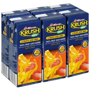 Clover Krush 6 Fruits & Fibre 100% Fruit Juice Blend Boxes 6x200ml Clover Krush 6 Fruits & Fibre 100% Fruit Juice Blend Boxes 6x200ml