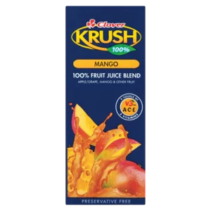Clover Krush 100% Mango UHT Juice Blend Box 200ml Clover Krush 100% Mango UHT Juice Blend Box 200ml
