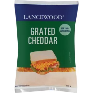 Lancewood Grated Cheddar Cheese Pack 200g Lancewood Grated Cheddar Cheese Pack 200g