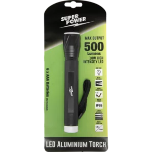 Super Power Black Aluminium LED Torch 10W