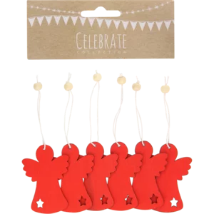 Christmas Tree Decoration Wooden Angel 6 Pack Red Christmas Tree Decoration Wooden Angel 6 Pack Red