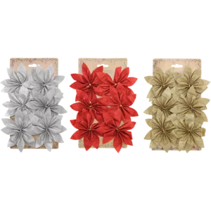 Santa's Choice Flower Christmas Tree Decorations 6 Piece Santa's Choice Flower Christmas Tree Decorations 6 Piece