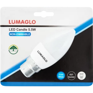 Lumaglo Cool White LED Candle Bayonet Globe 5.5W Lumaglo Cool White LED Candle Bayonet Globe 5.5W