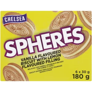 Chelsea Spheres Vanilla Biscuits With Lemon Filling 180g Chelsea Spheres Vanilla Biscuits With Lemon Filling 180g