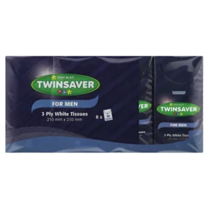 Twinsaver White 3 Ply Tissues For Men 8 Pack Twinsaver White 3 Ply Tissues For Men 8 Pack