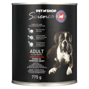 Pet Shop Science Adult Lamb Flavoured Chunks In Gravy Dog Food 775g Pet Shop Science Adult Lamb Flavoured Chunks In Gravy Dog Food 775g