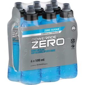 Powerade Zero Mountain Blast Flavoured Sports Drink Bottles 6x500ml Powerade Zero Mountain Blast Flavoured Sports Drink Bottles 6x500ml
