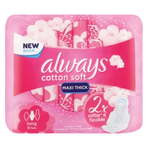 Always Cotton Soft Long Sanitary Pads 9 Pack