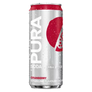 Pura Soda Cranberry Sparkling Flavoured Soft Drink Can 330ml