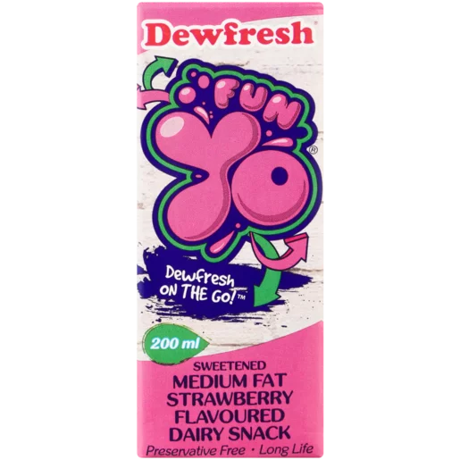 Dewfresh Fun Yo Medium Fat Strawberry Dairy Drink 200ml