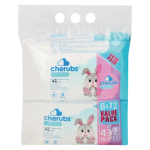 Cherubs Lightly Fragranced Sensitive Baby Wipes 6x72 Pack Cherubs Lightly Fragranced Sensitive Baby Wipes 6x72 Pack