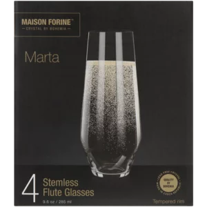 Maison Forine Marta Crystal Stemless Flute Glass Set 4 Piece