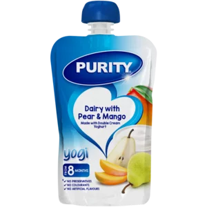 Purity Yogi Dairy With Pear & Mango Baby Food Pouch 110ml