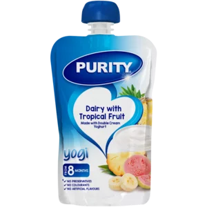 Purity Yogi Dairy With Tropical Fruit Baby Food Pouch 110ml Purity Yogi Dairy With Tropical Fruit Baby Food Pouch 110ml