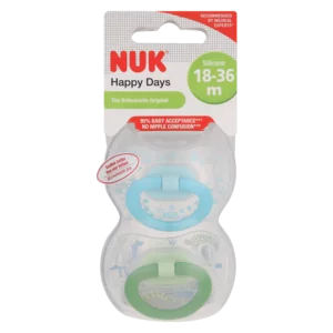 Nuk Happy Days Silicone Baby Soother Assorted 2 Pack Nuk Happy Days Silicone Baby Soother Assorted 2 Pack