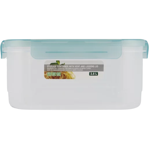 Home Discovery Aqua Rectangular Clip Lock Storage Container With Vent 2.8L Home Discovery Aqua Rectangular Clip Lock Storage Container With Vent 2.8L