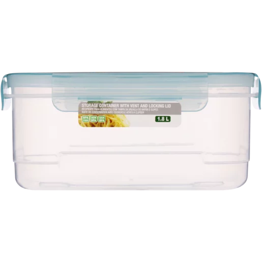 Home Discovery Rectangular Food Storage Container With Vent & Locking Lid 1.8L