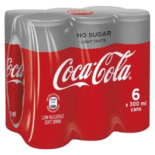 Coca-Cola Light No Sugar Soft Drink Cans 6x300ml Coca-Cola Light No Sugar Soft Drink Cans 6x300ml