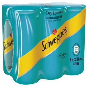Schweppes Dry Lemon Soft Drink Cans 6x300ml Schweppes Dry Lemon Soft Drink Cans 6x300ml