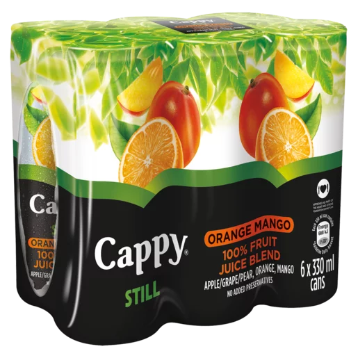 Cappy Still Orange & Mango Flavoured Fruit Juice Blend Cans 6x330ml Cappy Still Orange & Mango Flavoured Fruit Juice Blend Cans 6x330ml