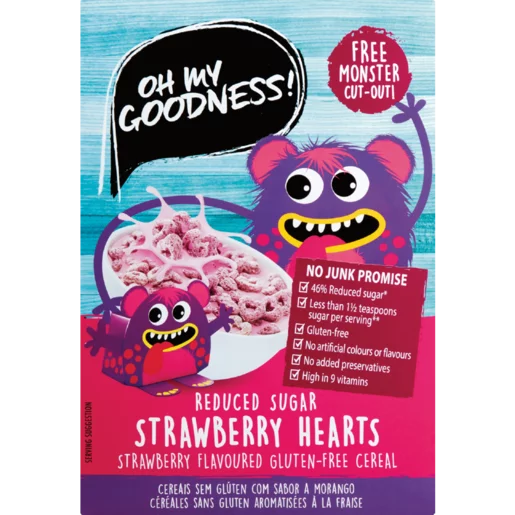 Oh My Goodness! Strawberry Hearts Cereal 350g Oh My Goodness! Strawberry Hearts Cereal 350g