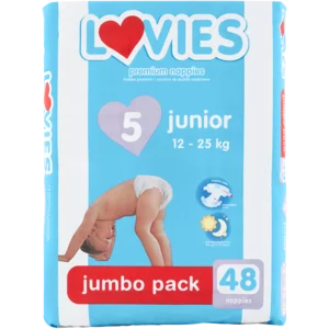 Lovies Junior Premium Nappies Jumbo Pack 12 - 25kg 48 Pack Lovies Junior Premium Nappies Jumbo Pack 12 - 25kg 48 Pack