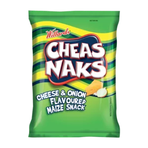 Willards Cheas Naks Cheese & Onion Flavoured Maize Snack 135g Willards Cheas Naks Cheese & Onion Flavoured Maize Snack 135g