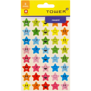 Tower Star Smiley Face Stickers 3 Sheets Tower Star Smiley Face Stickers 3 Sheets