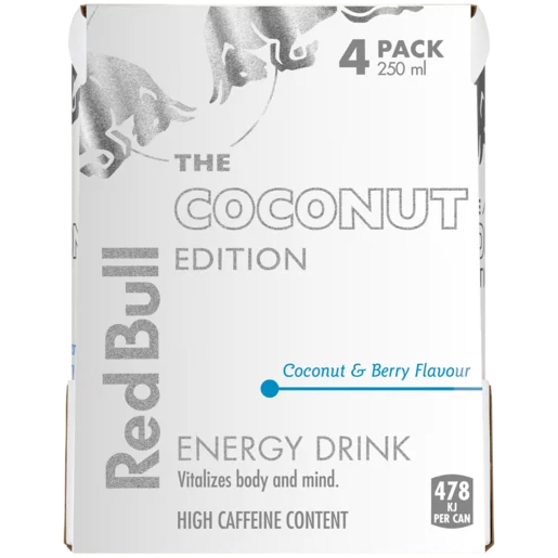 Red Bull Coconut & Berry Flavoured Energy Drink Cans 4x250ml Red Bull Coconut & Berry Flavoured Energy Drink Cans 4x250ml