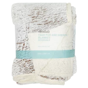 Essentials Reversible Faux Fur & Sherpa Blanket 220x200cm