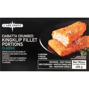 Cape Point Frozen Classic Ciabatta Crumbed Kingklip Fillets 400g Cape Point Frozen Classic Ciabatta Crumbed Kingklip Fillets 400g