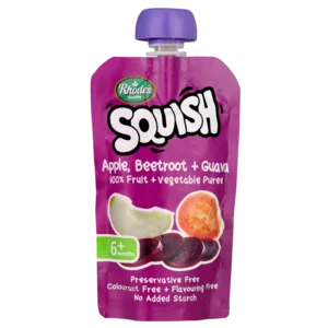 Rhodes Apple, Beetroot & Guava Puree 6 Months+ Pouch 110ml Rhodes Apple, Beetroot & Guava Puree 6 Months+ Pouch 110ml