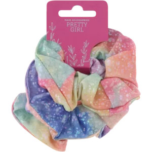 Pretty Girl Rainbow Glitter Ponyband Scrunchies 3 Pack