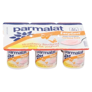 Parmalat EasyGest Lactose Free Strawberry Flavoured Medium Fat Yoghurt 6x100g Parmalat EasyGest Lactose Free Strawberry Flavoured Medium Fat Yoghurt 6x100g
