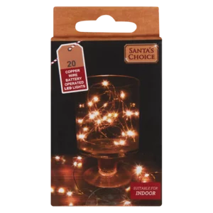 Santa's Choice Copper Wire Battery Operated LED Lights 20 Pack