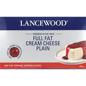 Lancewood Plain Full Fat Cream Cheese 250g With Free Berry Compote Sachet 50g Lancewood Plain Full Fat Cream Cheese 250g With Free Berry Compote Sachet 50g