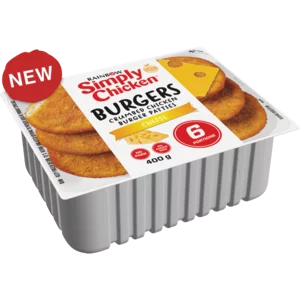 Rainbow Simply Chicken Frozen Chicken & Cheese Burgers 400g