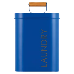 Blue & Gold Laundry Tin With Scoop