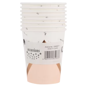 Occasions White & Rose Gold Paper Cups 8 Pack