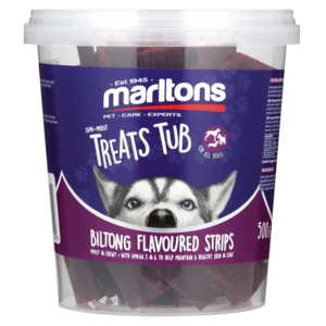 Marltons Biltong Flavoured Strips Treats Tub 500g Marltons Biltong Flavoured Strips Treats Tub 500g