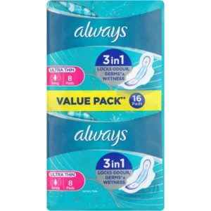 Always Ultra Thin Long Sanitary Pads 16 Pack