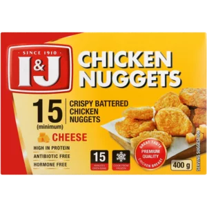 I&J Crispy Frozen Battered Chicken Nuggets With Cheese 400g I&J Crispy Frozen Battered Chicken Nuggets With Cheese 400g