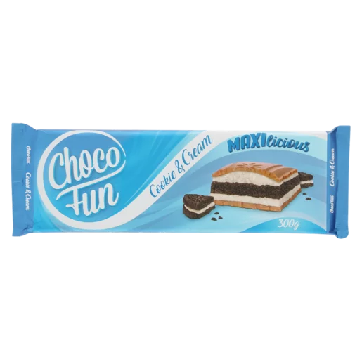 Choco Fun Cookies & Cream Chocolate Slab 300g Choco Fun Cookies & Cream Chocolate Slab 300g
